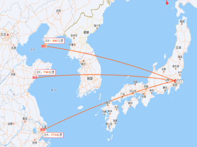 日本靠近中國哪個省/城市？